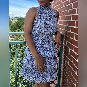 1. State Monochrome Floral Ruffle Mini Dress